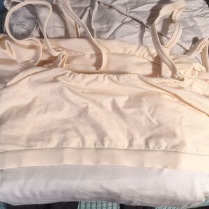 Quince Second Skin Scoop Neck Bralette (2-pack) Beige L NEW